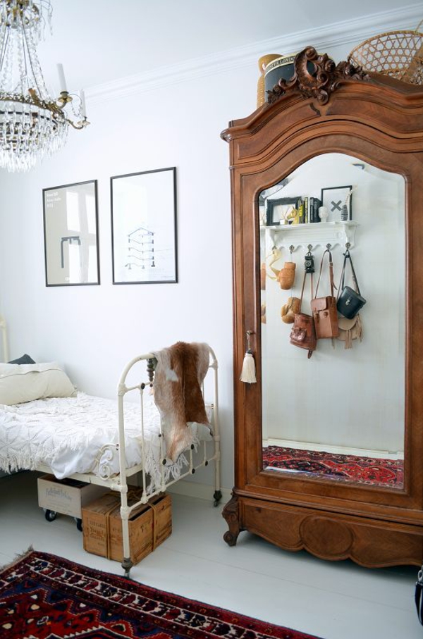реколта мебели дома декор спалня момиче гардероб огледало