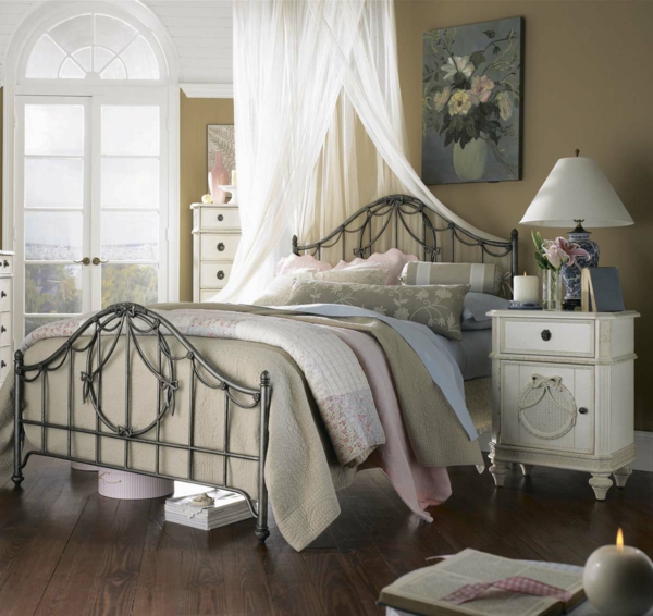 ideas de decoración de dormitorio vintage muebles tiro almohada