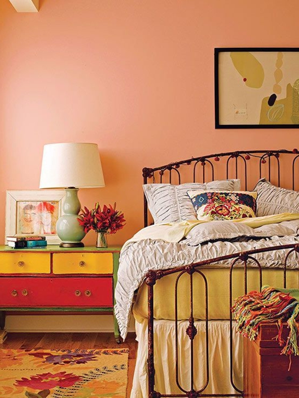 vintage soveværelse interiør ideer farvet interiør