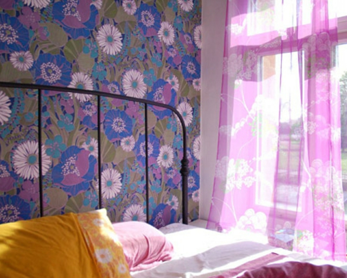 vintage tapet frisk mønster soveværelse ramme