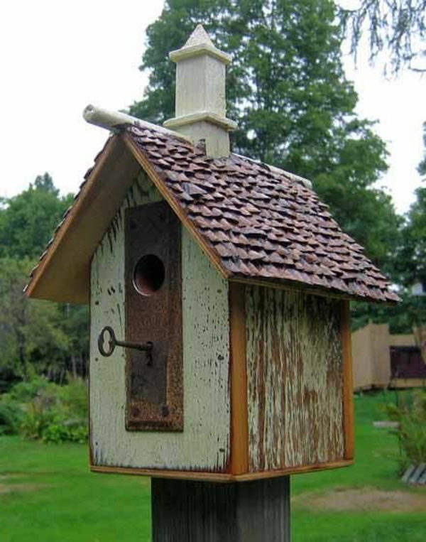 træ miljøvenlig nøgle birdhouse diy