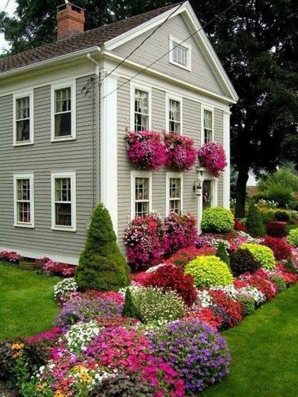 idées de conception de jardin avant fleurs colorées