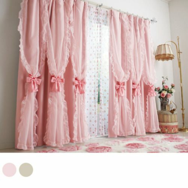 Ejemplos de decoración de cortina y gardin de la rutina rosa