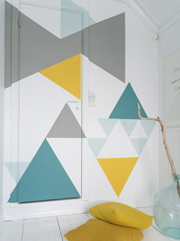 walls paint geometric colorful figures
