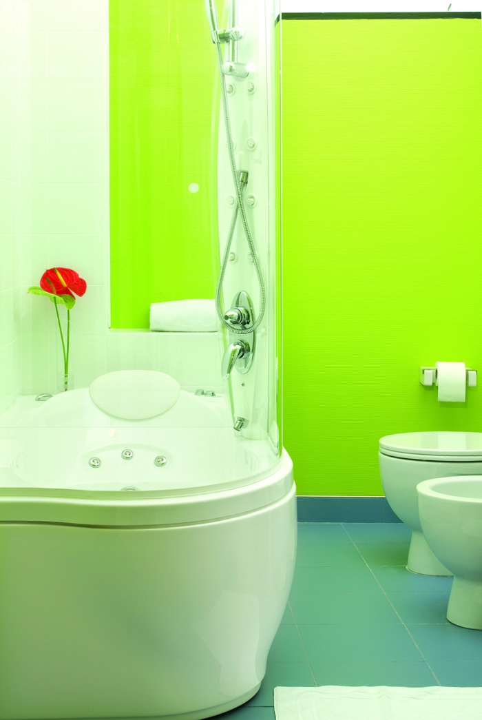 muren verf ideeën badkamer groene muren