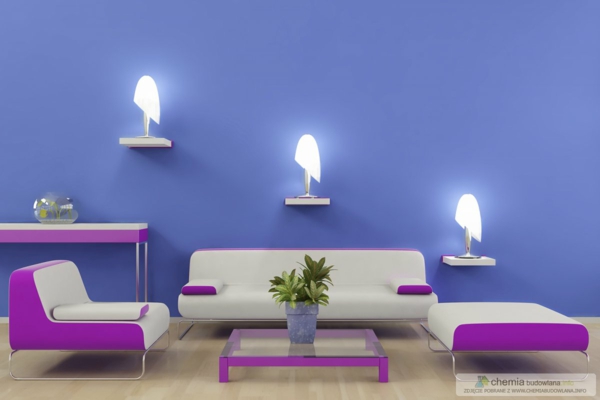 seinät maalaa ideat olohuone violetti violetti vaaleanpunainen sininen