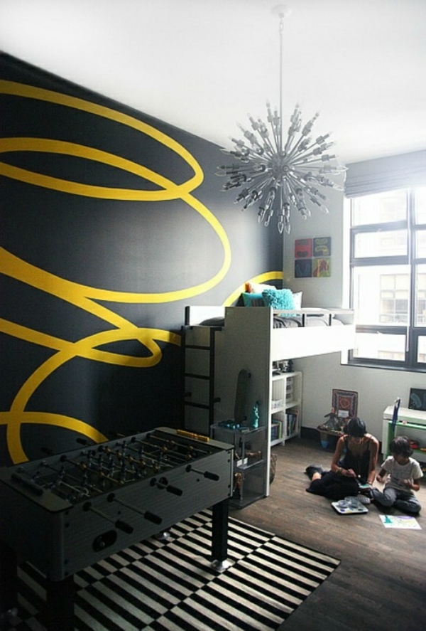 walls paint spiral black yellow