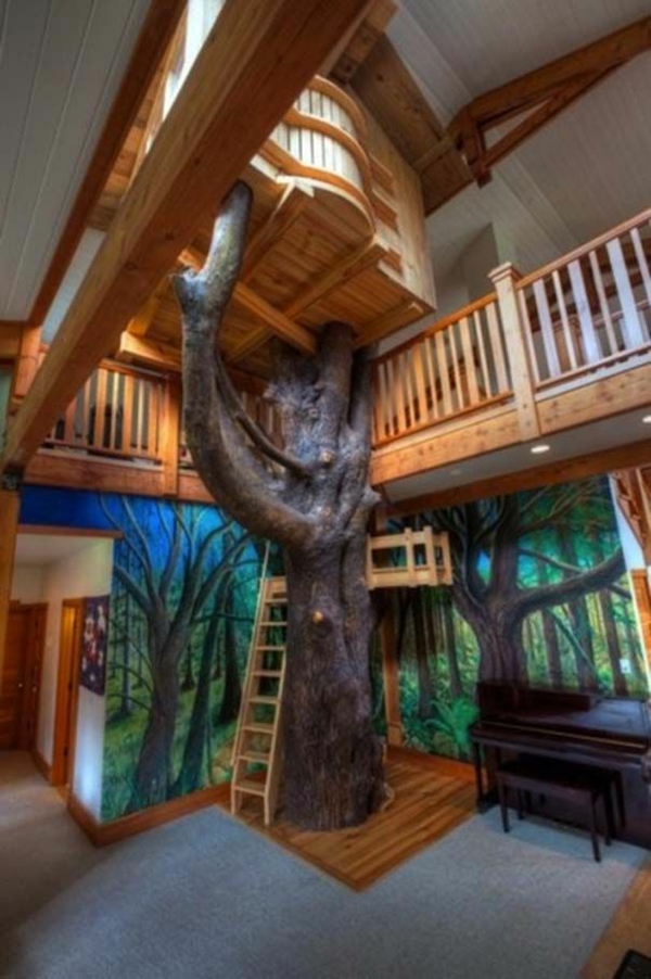 Skov inspireret værelse design par niveauer