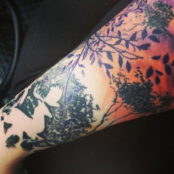 Skog inspirasjon tatovering underarm motiv