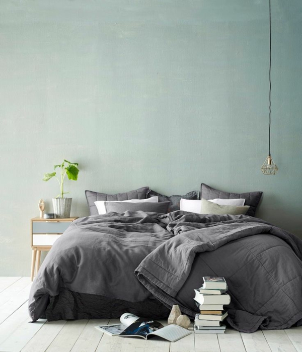 стена идеи спалня стена дизайн светло зелено свеж леко