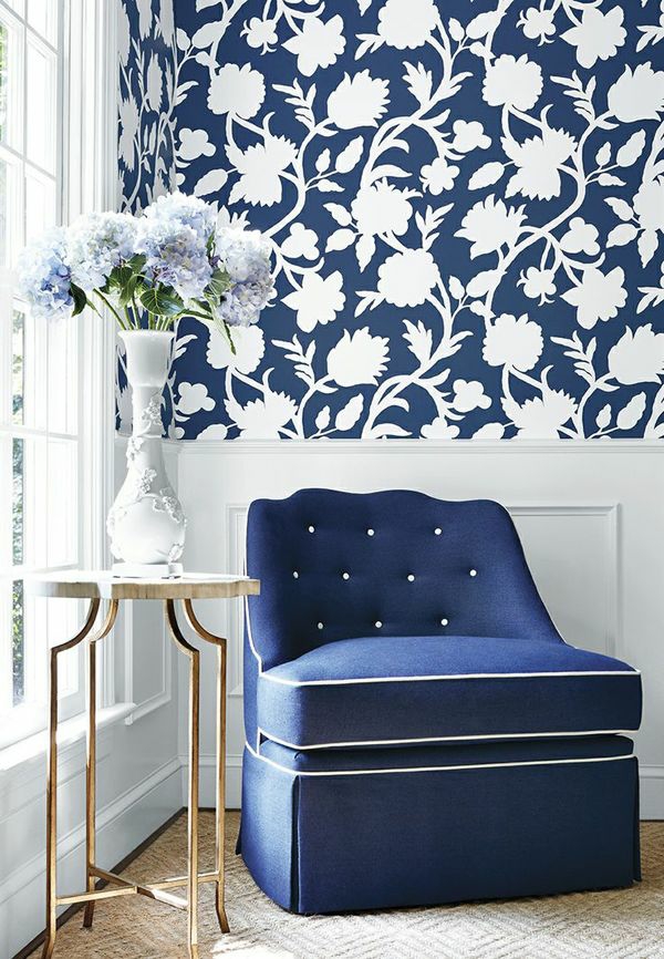 wall decor blue accent armchair side table living ideas