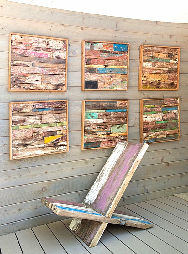 ملون الملمس DIY كرافت كرسي جدار ديكور مع الخشب