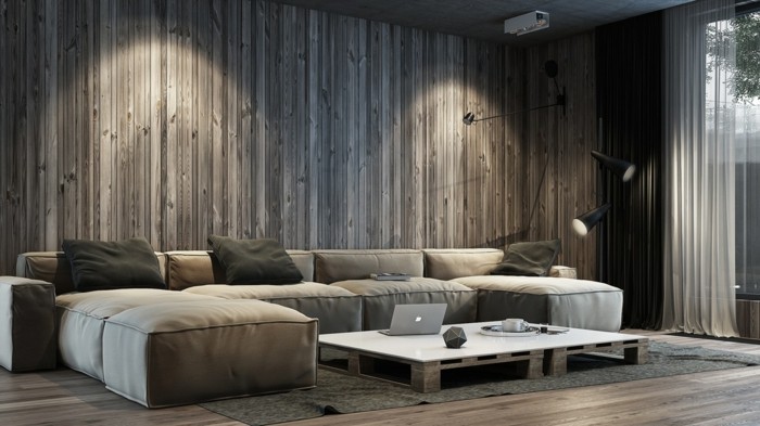 nástěnné dekorace nápady obývací pokoj tapety dřevo textury
