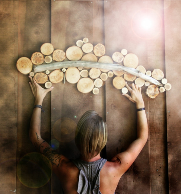 לעשות קישוט הקיר עצמך פרוסות עץ טבעי מופשטים