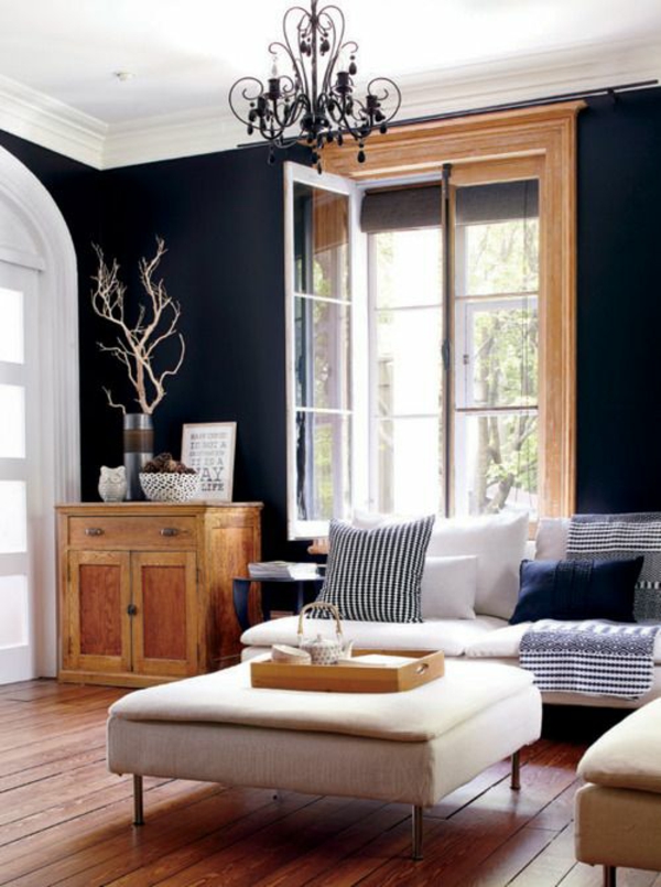pereți de design idei negru vopsea de perete atractiv podea din lemn