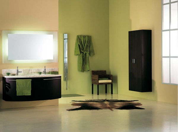 墙面漆浴室鲜艳的绿色新鲜色彩设计理念