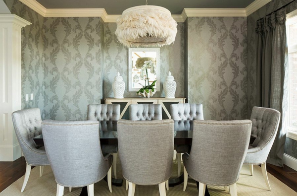 wall paint gray feathers chandelier wallpaper