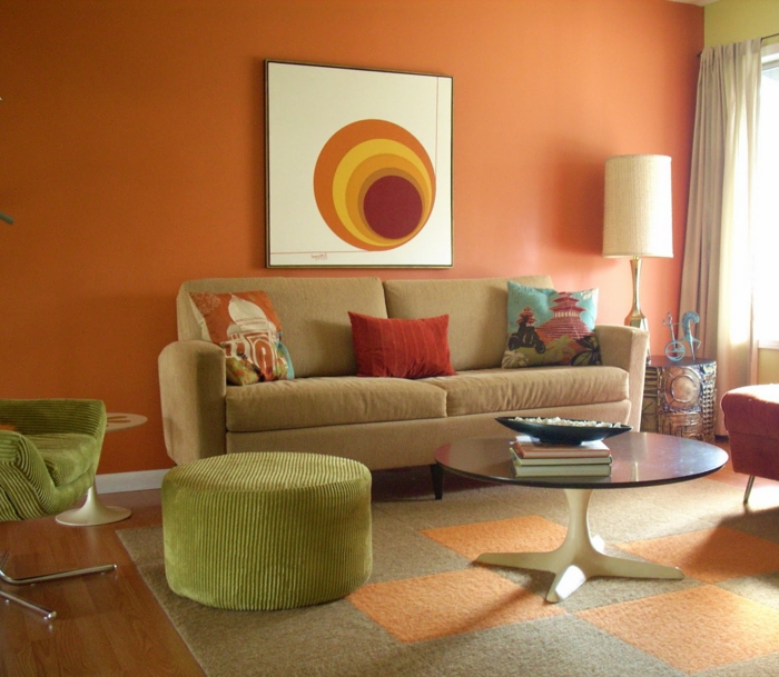 nástěnné barvy nápady živé nápady obývací pokoj barevné hodit polštář světle zelené kusy nábytku