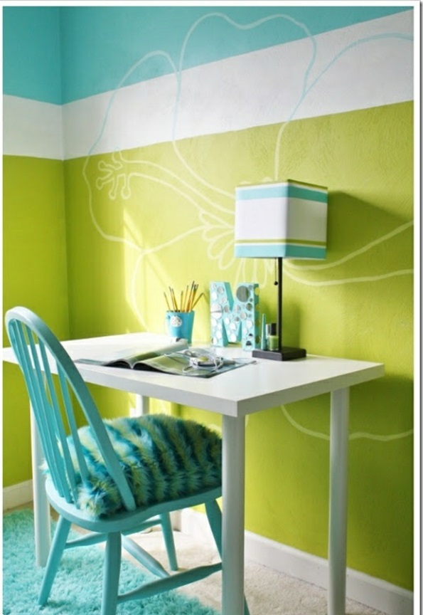 wall paint in green color wall design stripes