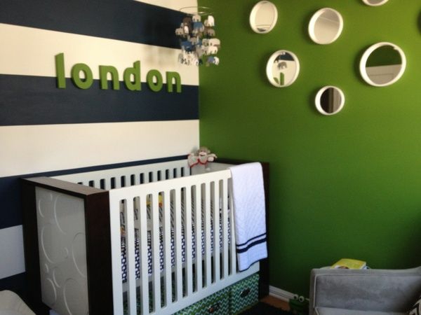muurverf in groene muur ontwerp babywieg