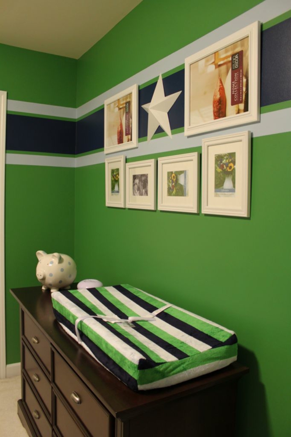 pintura de pared en color verde ideas diseño de pared traje de guardería