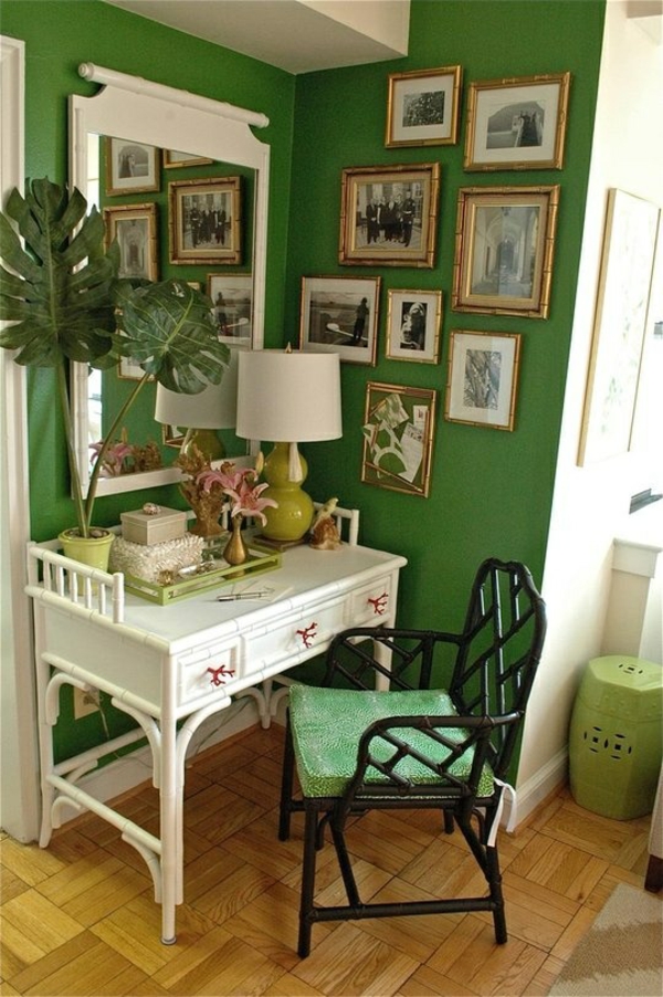 muurschilderingen groene kleuren ideeën wanddecoratie fotolijst wanddecoratie