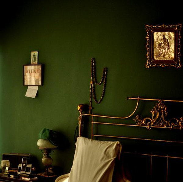 muur verf klassieke groene kleur wand ontwerp donker