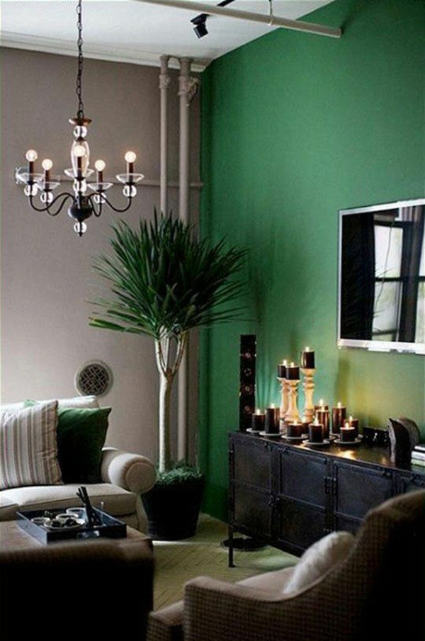 pintura de pared en color verde diseño de pared verde