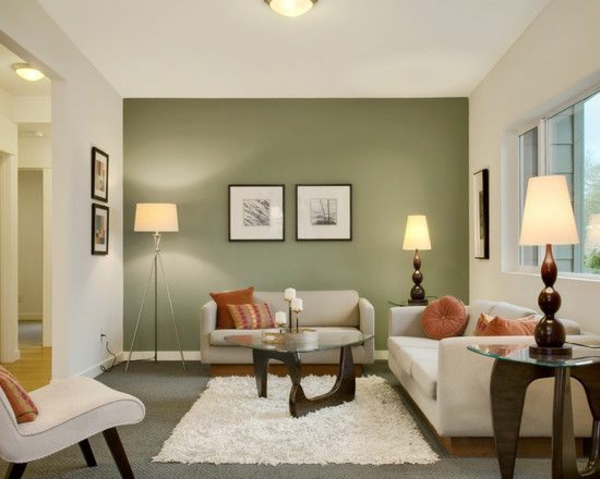 muro de pintura pared diseño verde oliva sala de estar pared