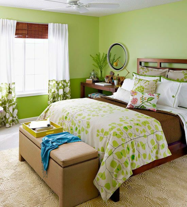 pared pintura verde color pared diseño dormitorio tradicional