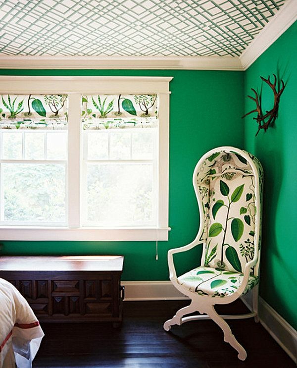 muurverf in groene kleur ideeën muur design fauteuil