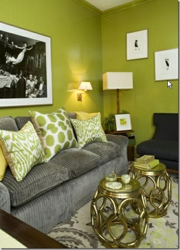 pintura de pared lámpara de mesa tapicería de los sofás de la decoración de la pared de los colores verdes