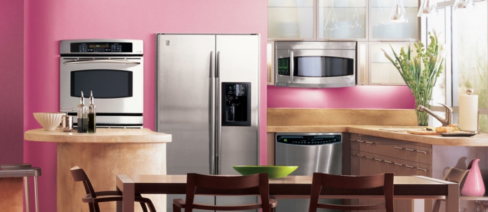 τοίχο χρώμα κουζίνα ροζ μικρή κουζίνα που έχει συσταθεί τραπεζαρία σχεδιασμό