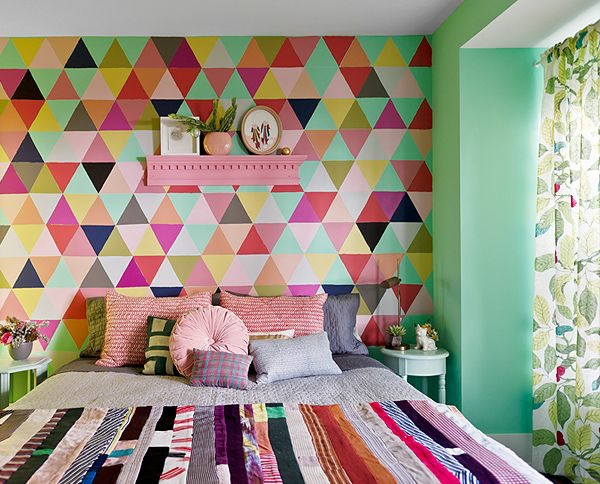 seinämaali minttu vihreä makuuhuone seinät maalaa luova seinä muotoilu