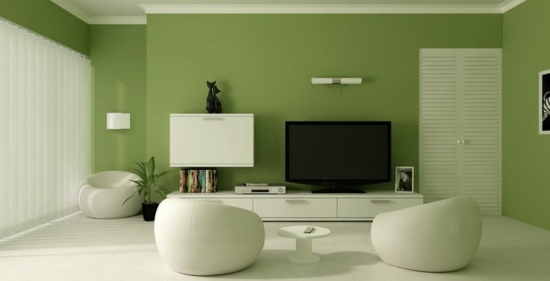 sienos spalva moderni svetainė žalia dizainerio fotelio siena