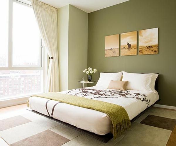 دهان حوائط زيتون اخضر طلاء حائط غرفة نوم ظلال خضراء
