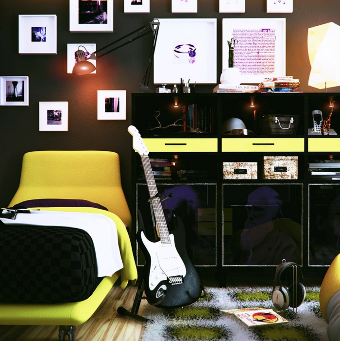 τοίχο χρώμα μαύρη αίθουσα της νεολαίας κίτρινο ιδέες διακόσμηση τόνους