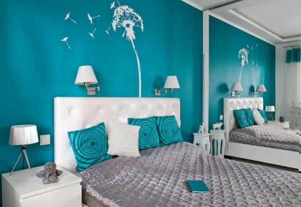 muur verf turquoise slaapkamer muur sticker
