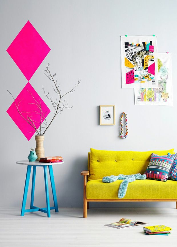 pintura de pared sala de estar seleccionar muestra colores rosados ​​colores brillantes