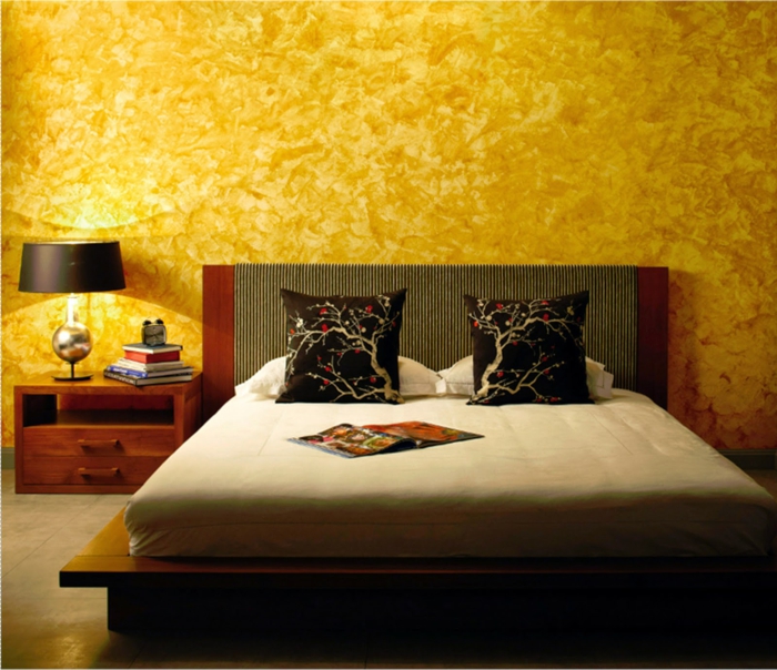 χρώμα τοίχων 2016 τάση χρώματα κρεβατοκάμαρα χρυσή τολμή διακόσμηση τοίχων διακόσμηση τάση χρώμα