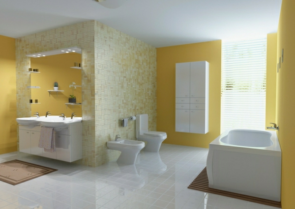 χρώματα τοίχων εικόνες τοίχο χρώμα μπάνιο φωτεινό παστέλ κίτρινο