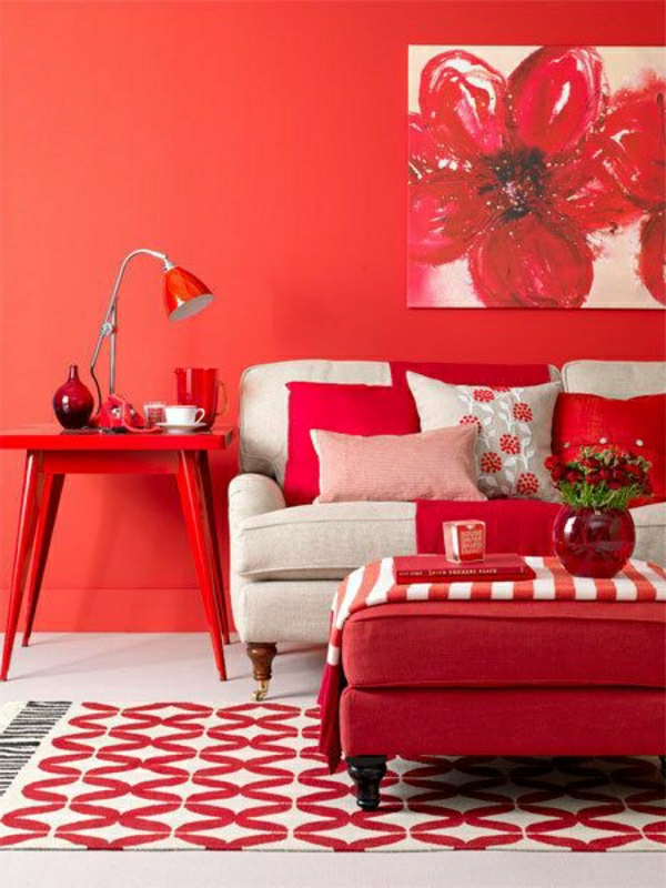 ציורי קיר תמונות סלוני חדר המגורים קיר אדום בדוגמת השטיח