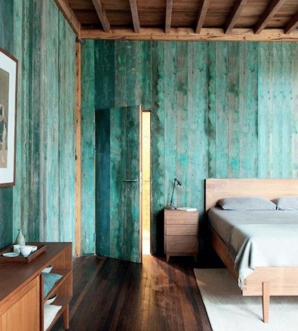 nástěnné barvy desky nápady azurové dřevěné stěny