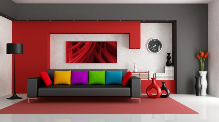 sienų spalvos gyvenamasis kambarys idėjos sienų dizainas raudonos sienos dažai