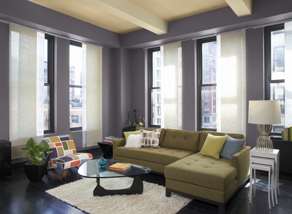 muurkleuren woonkamer paars violet trendkleur 2014 interieurideeën