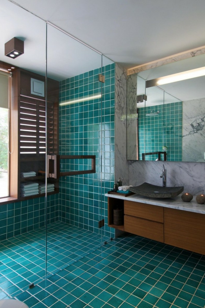 diseño de pared baño azulejos baño verde ideas baño pequeño