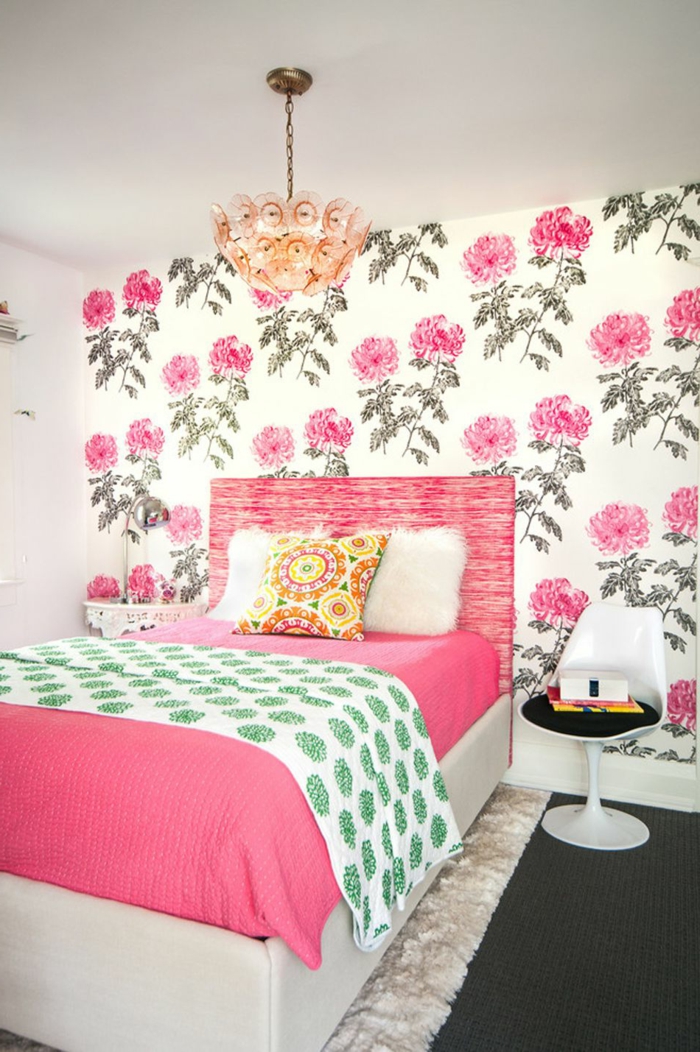 idées de conception de mur motifs floraux table d'appoint motif de couleur
