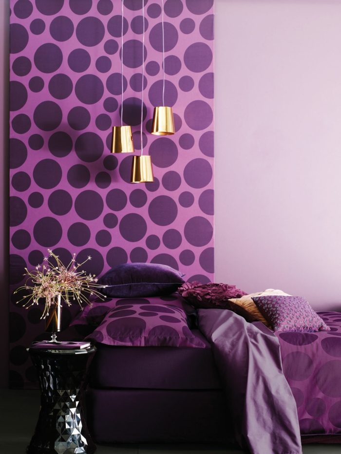 wall design nápady lila odstíny