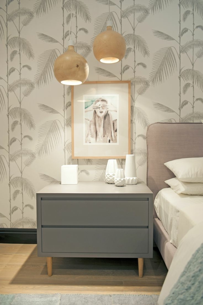 wall design ideas bedroom floral wallpaper bright colors combine