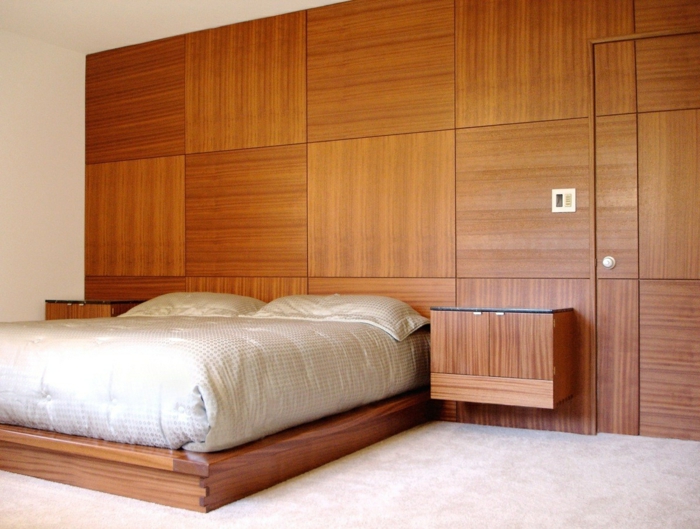ideas de diseño de pared paneles de madera de dormitorio